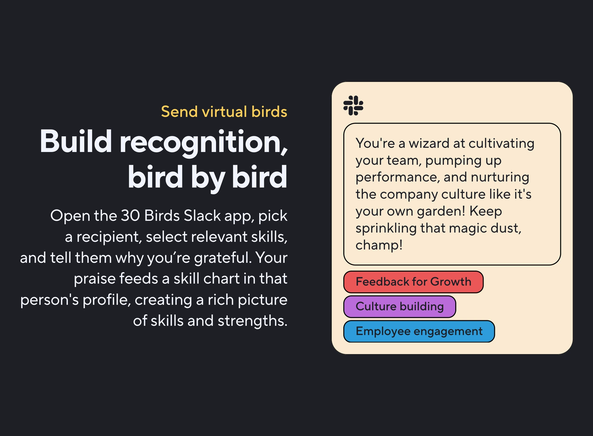 Send virtual birds: recognition in Slack