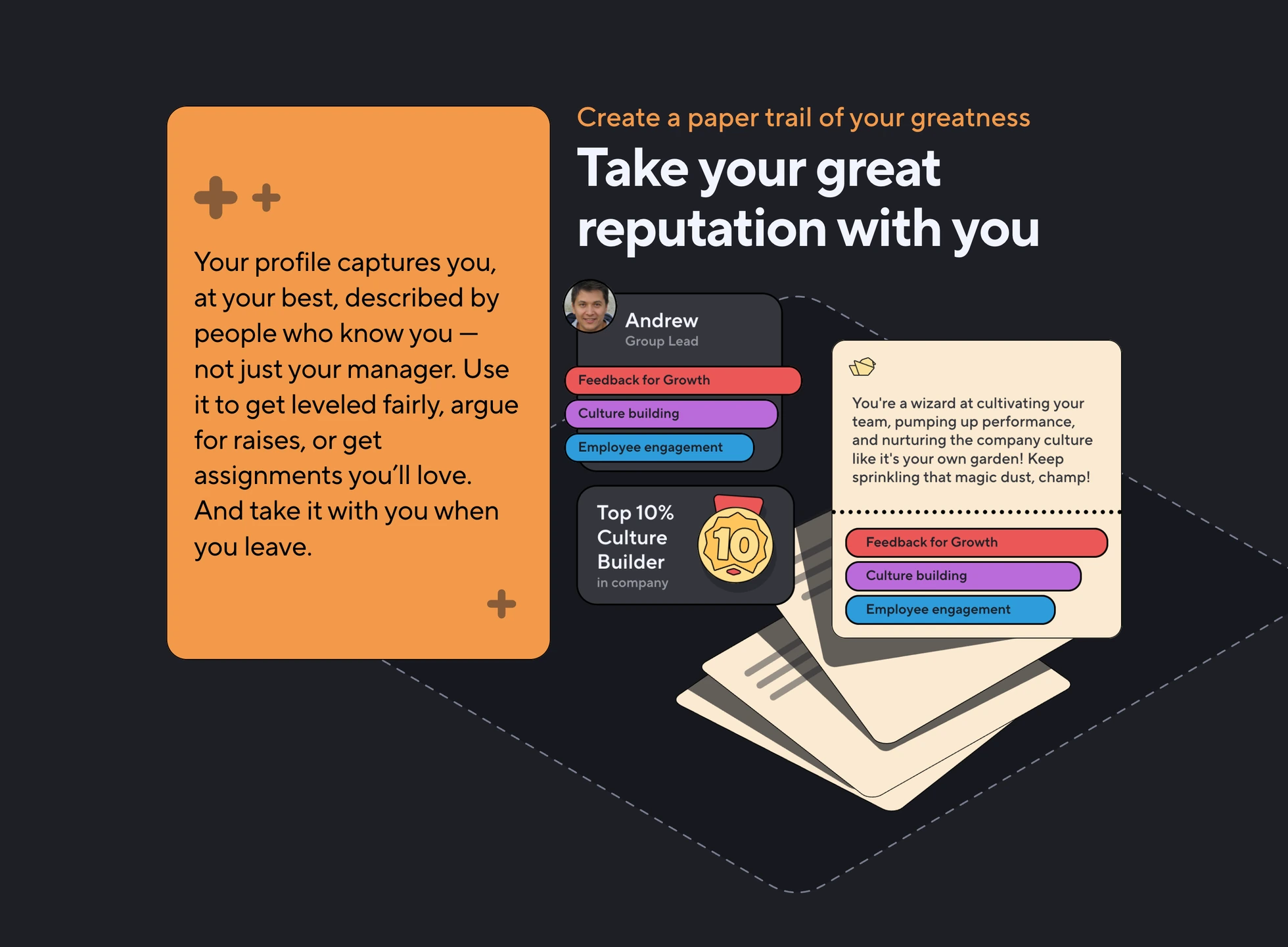 Take your great reputation with you: profiles and peer recognition