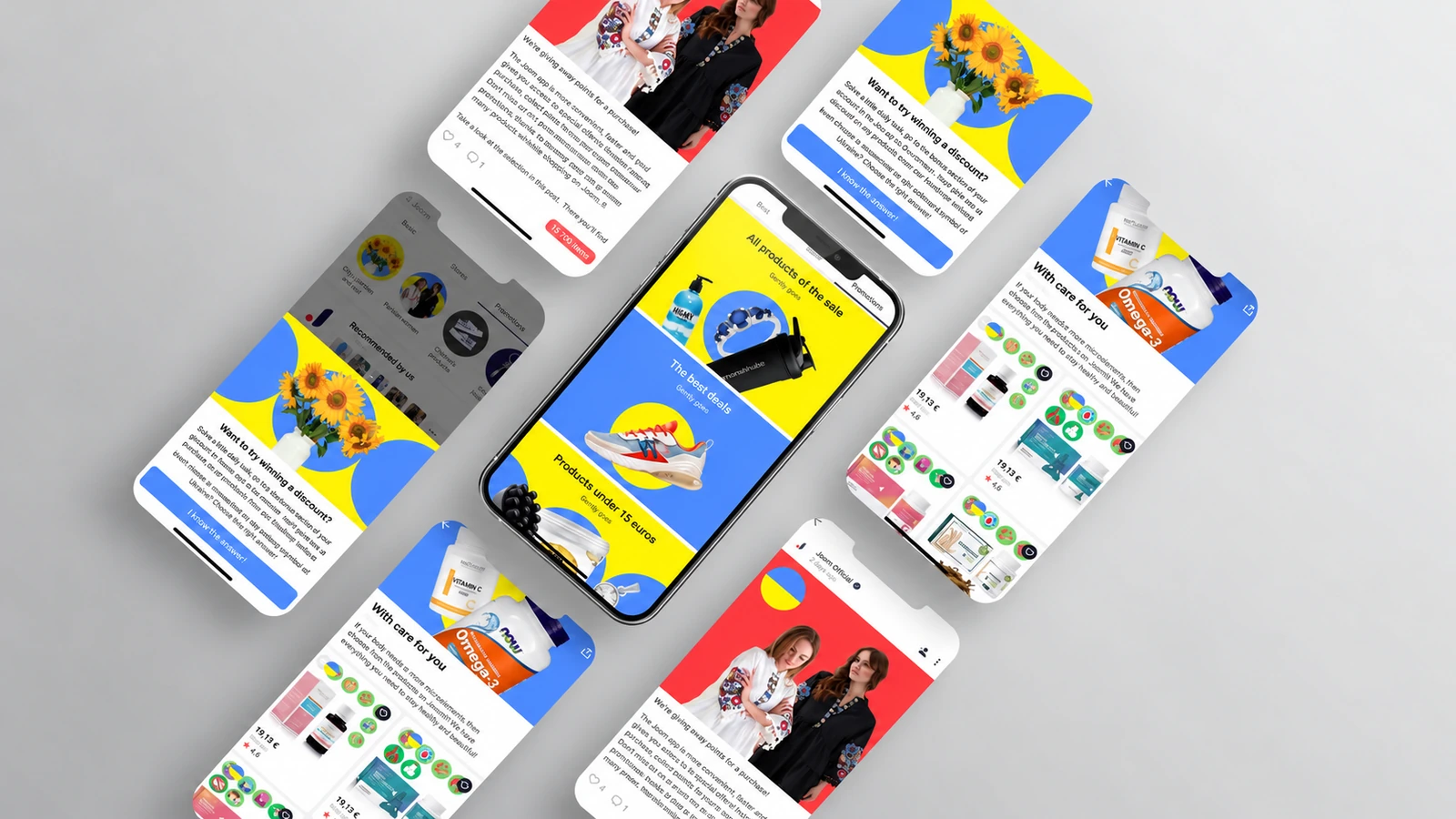Joom promotions with interactive discounts, product collections and social content