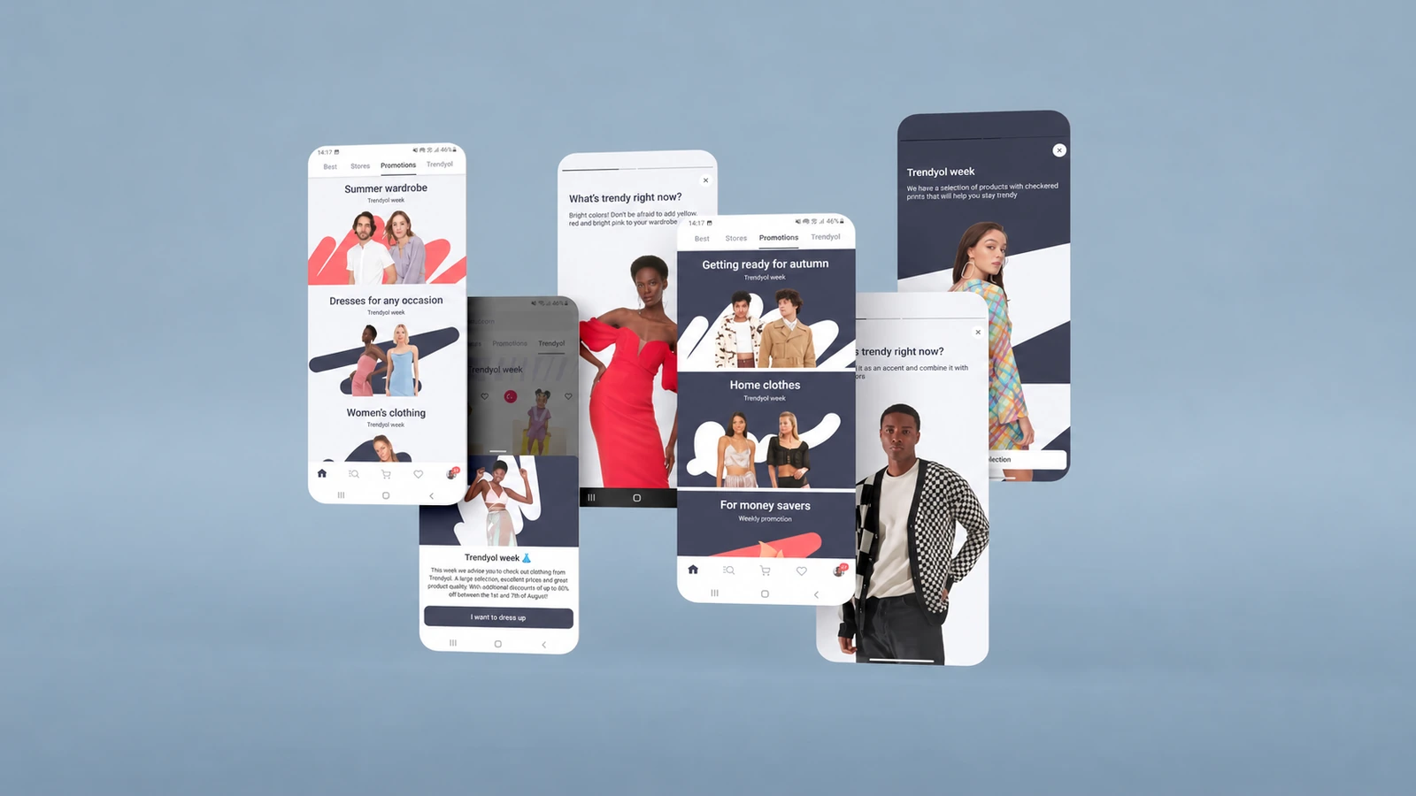 Joom Trendyol campaign showing fashion promotions and product stories